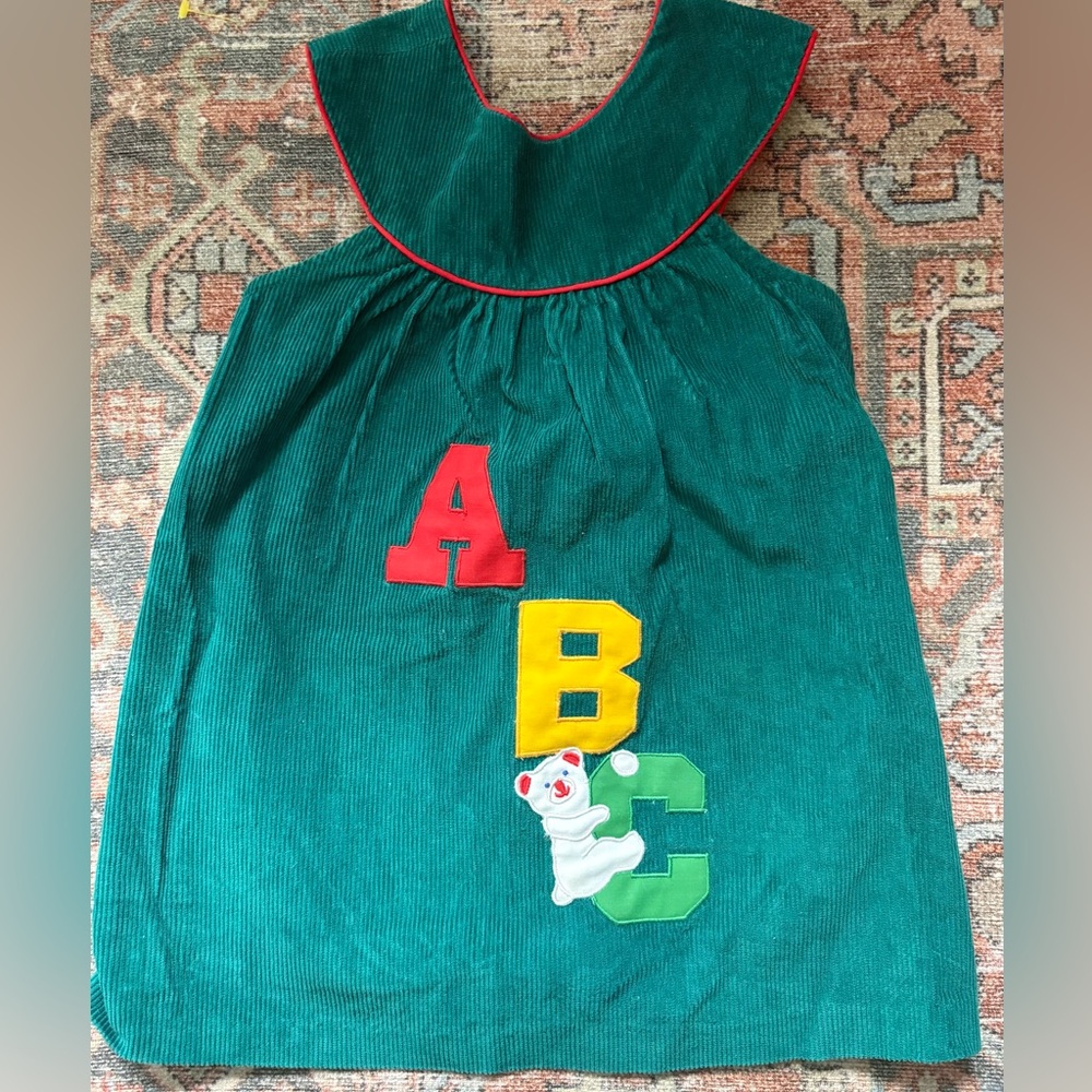 Vintage green corduroy pinafore jumper dress